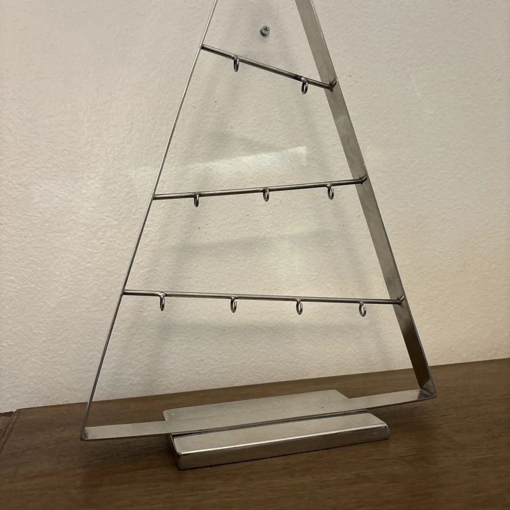 Crate & Barrel A Frame Ornament Metal Tree SILVER 16